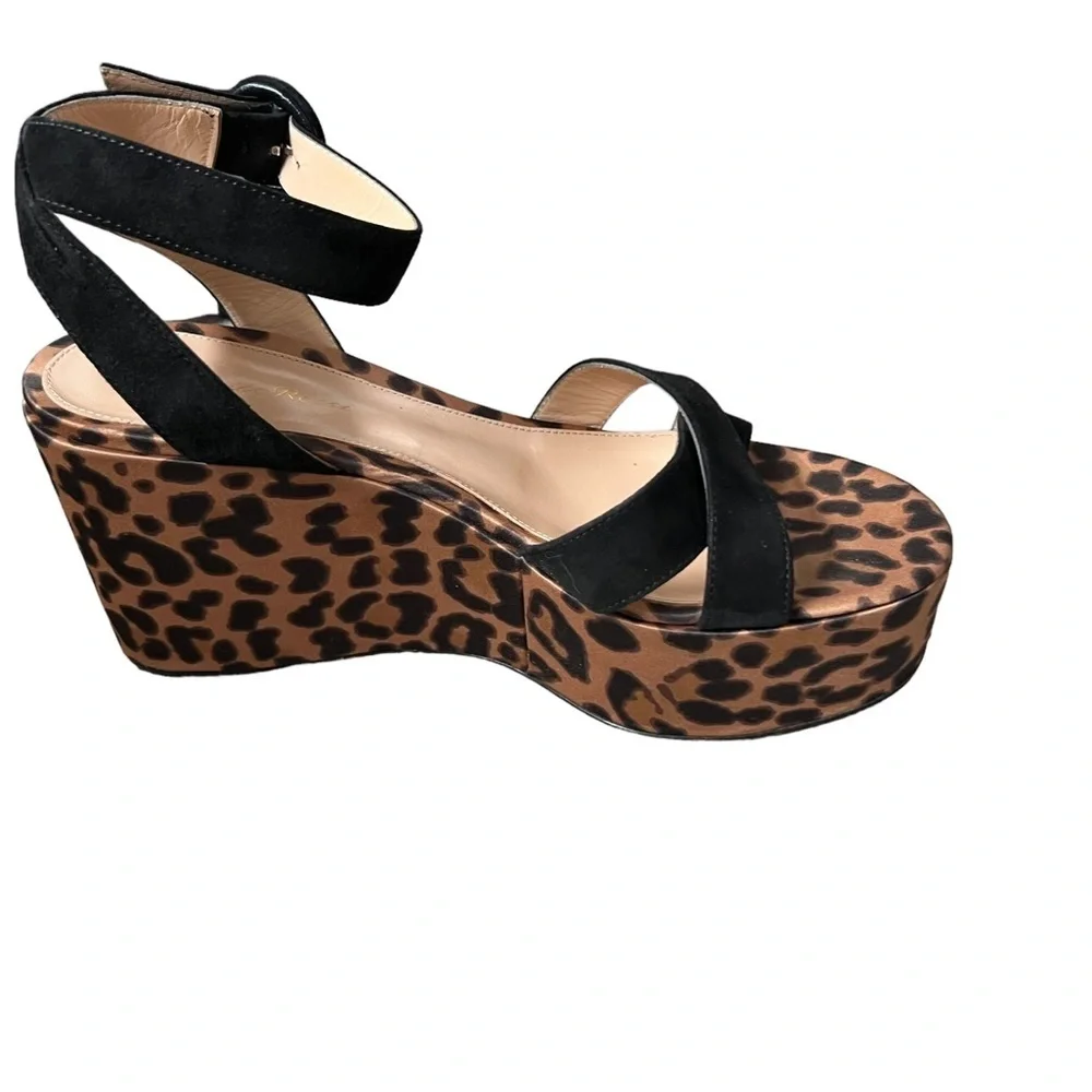 Gianvito Rossi Leopard Print Wedge Sandals Size IT 37/US 7